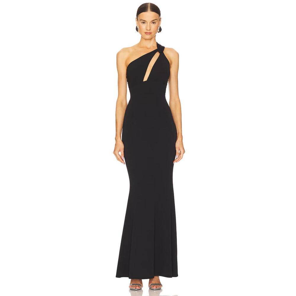 Revolve Katie May Edgy Gown long dress black  Formal Size L  $298msrp